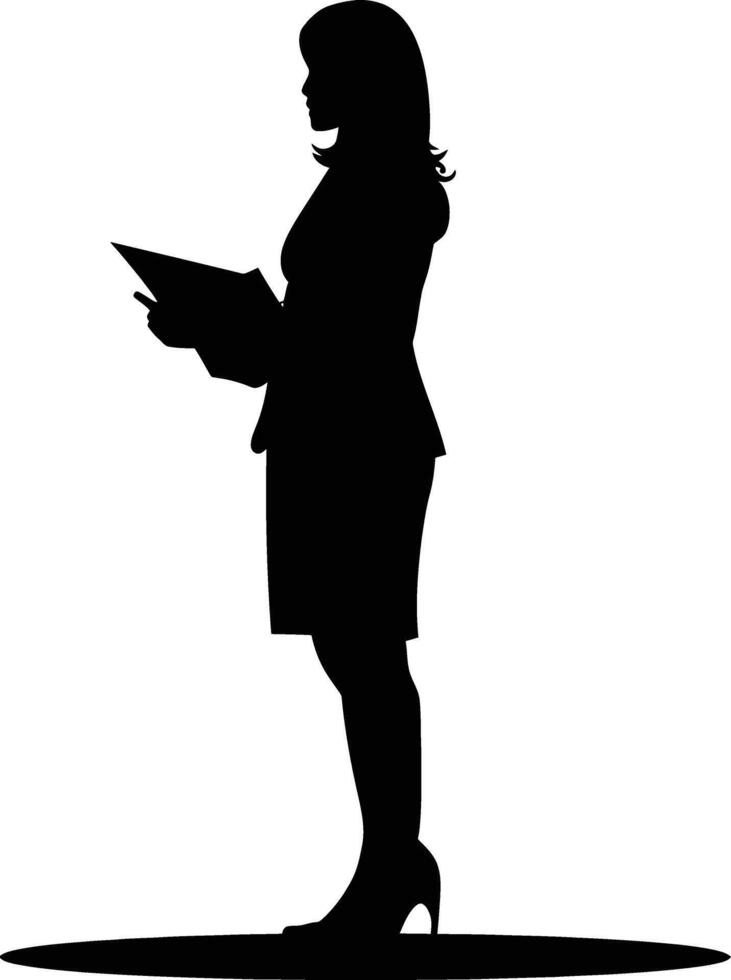 AI generated Silhouette Business Woman Making Presentation black color only vector