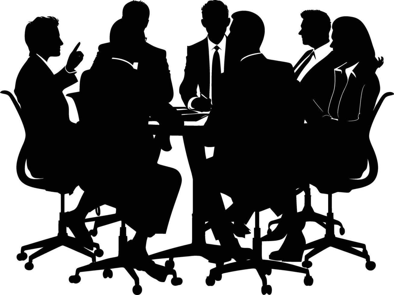 AI generated Silhouette Business Team Meeting black color only vector