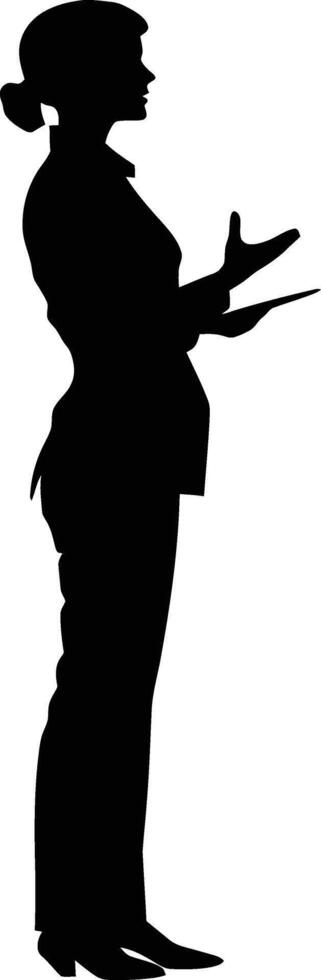 AI generated Silhouette Business Woman Making Presentation black color only vector