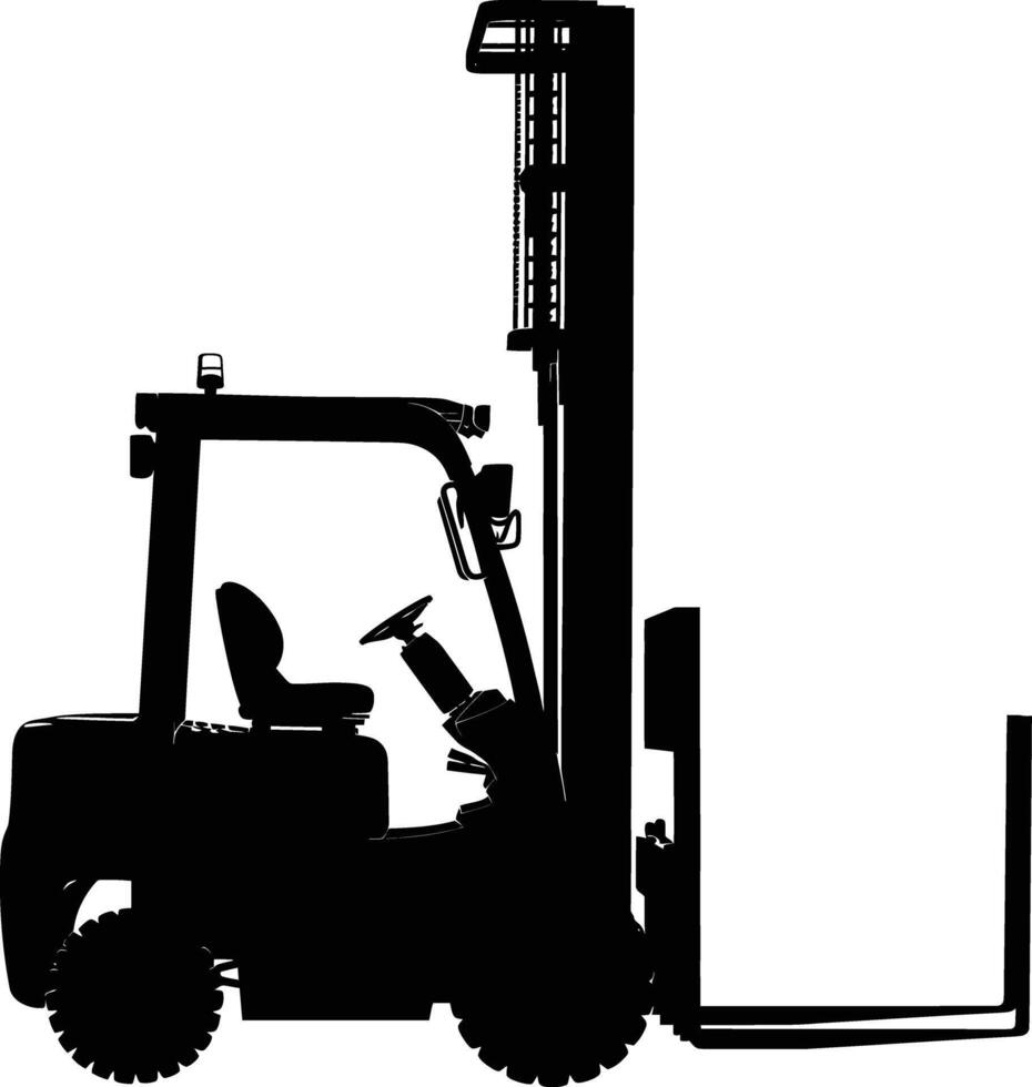 AI generated Silhouette forklift industrial equipment black color only full vector