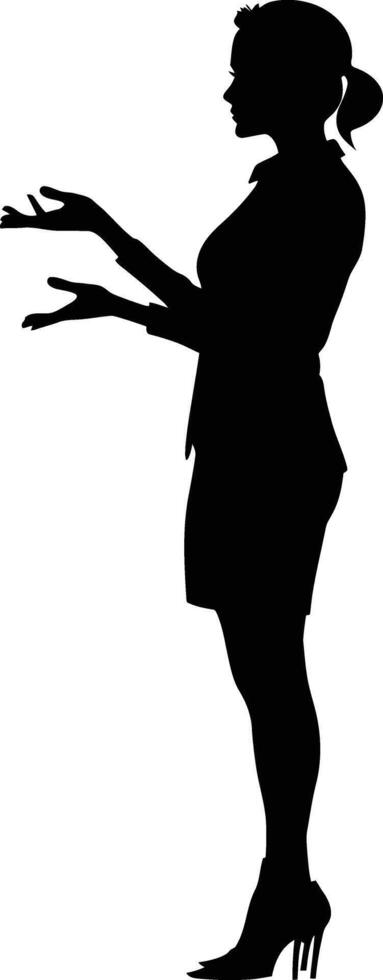 AI generated Silhouette Business Woman Making Presentation black color only vector