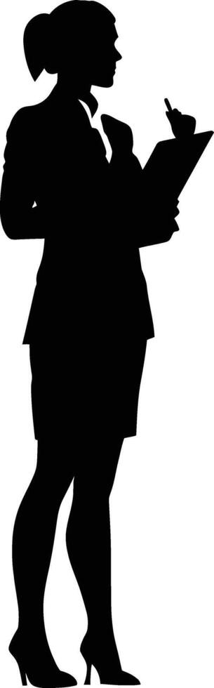 AI generated Silhouette Business Woman Making Presentation black color only vector