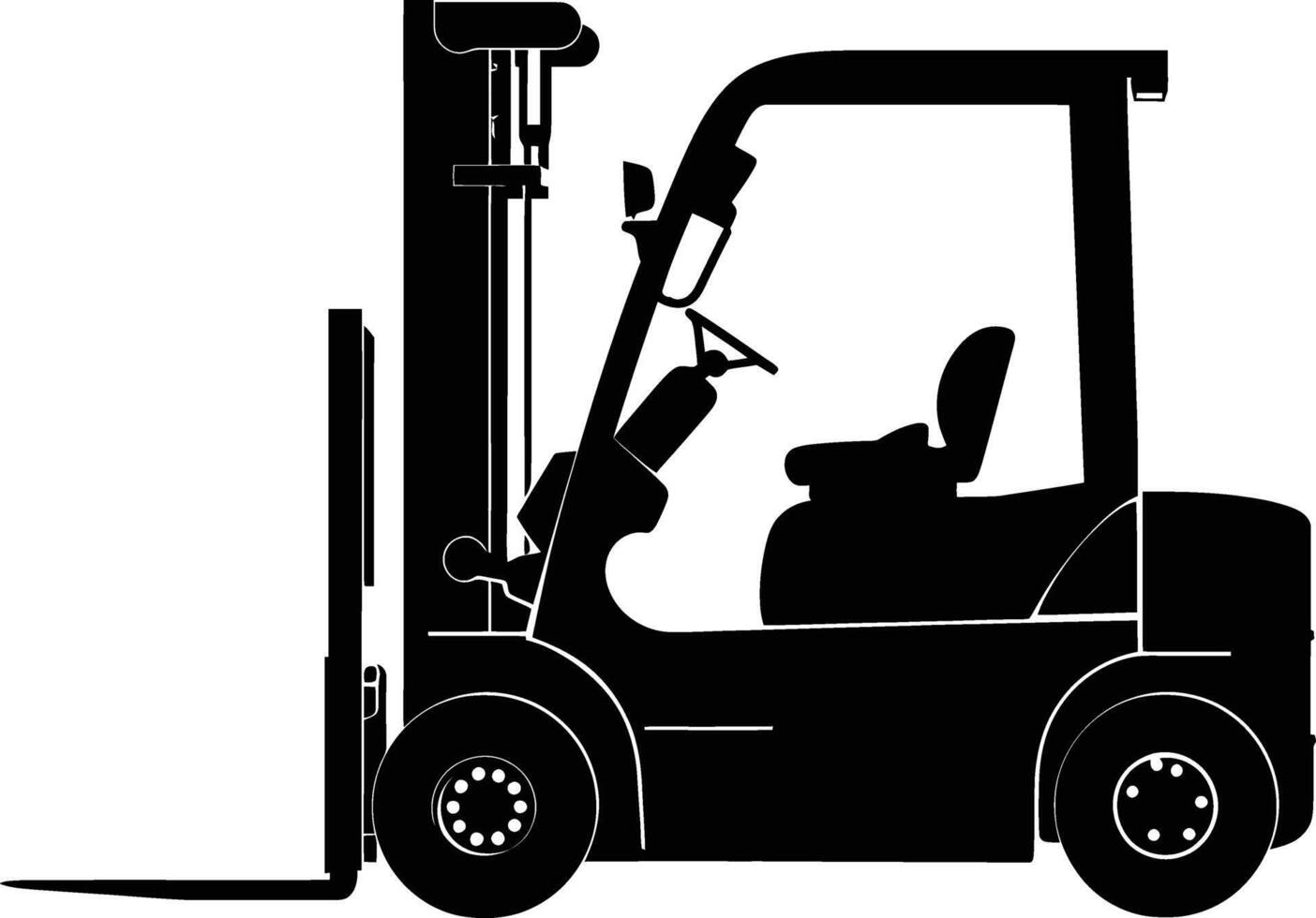 AI generated Silhouette forklift industrial equipment black color only full vector