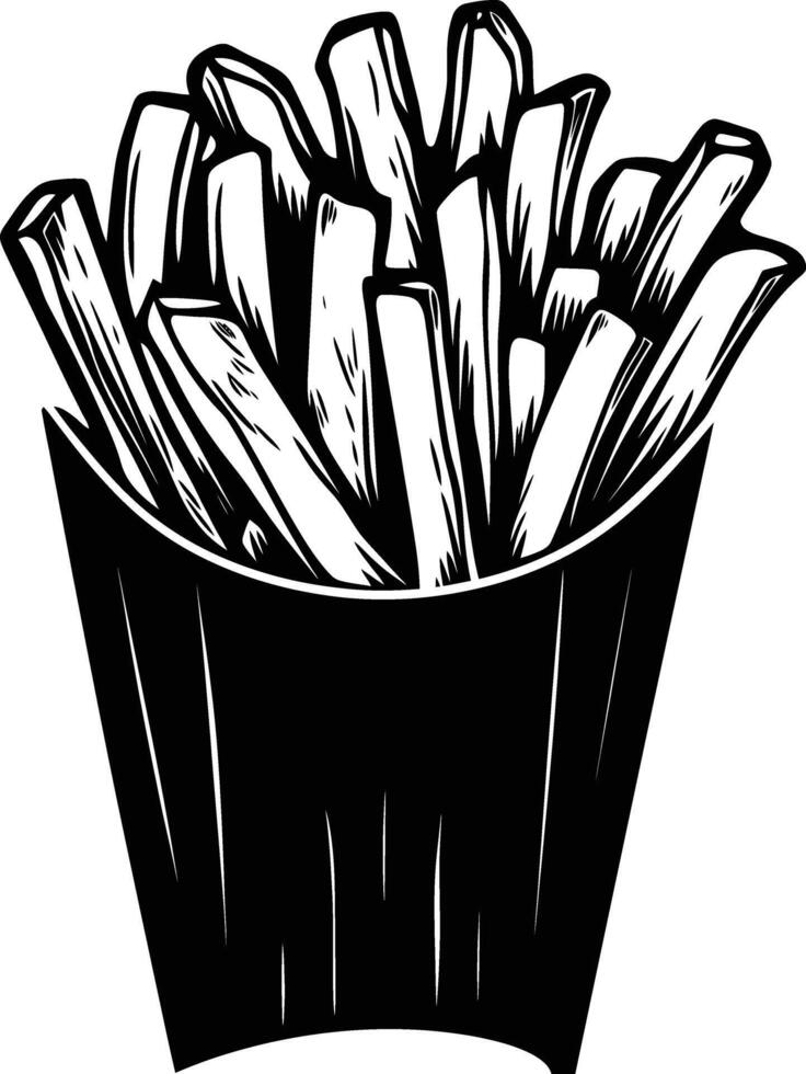 AI generated Silhouette French fries food black color only vector