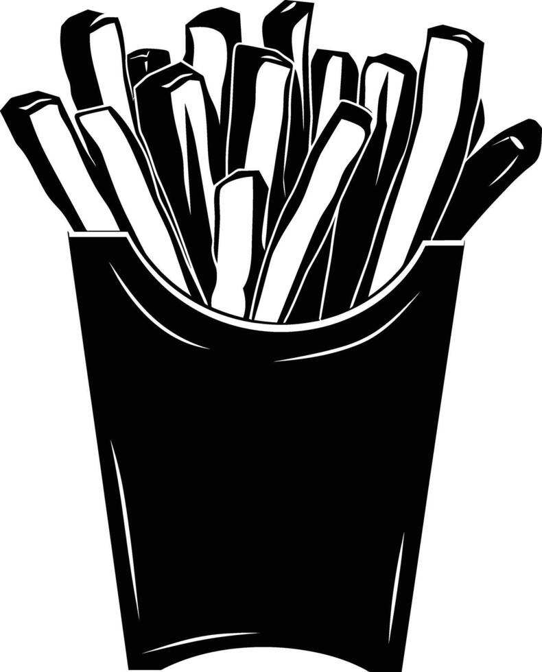 AI generated Silhouette French fries food black color only vector