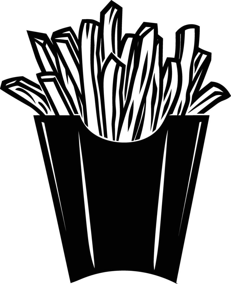 ai generado silueta francés papas fritas comida negro color solamente vector