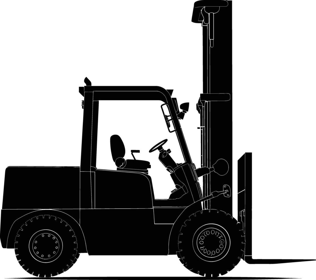 AI generated Silhouette forklift industrial equipment black color only full vector