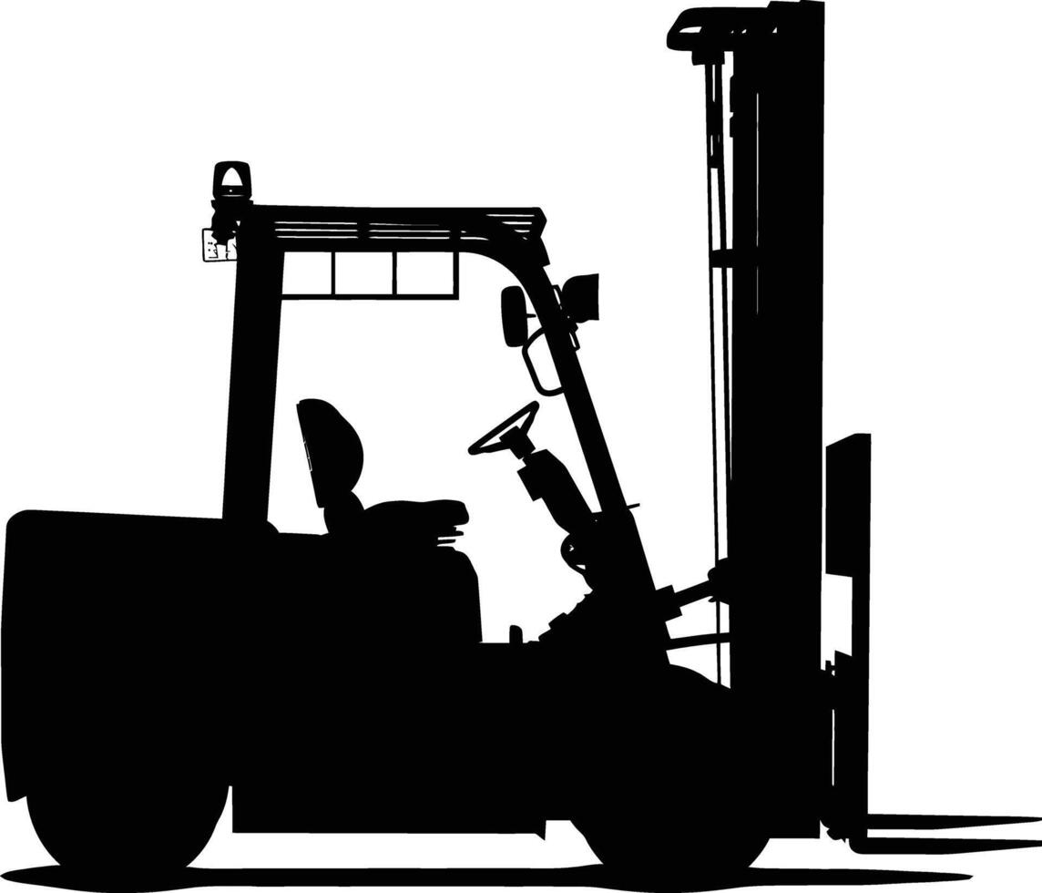 AI generated Silhouette forklift industrial equipment black color only full vector