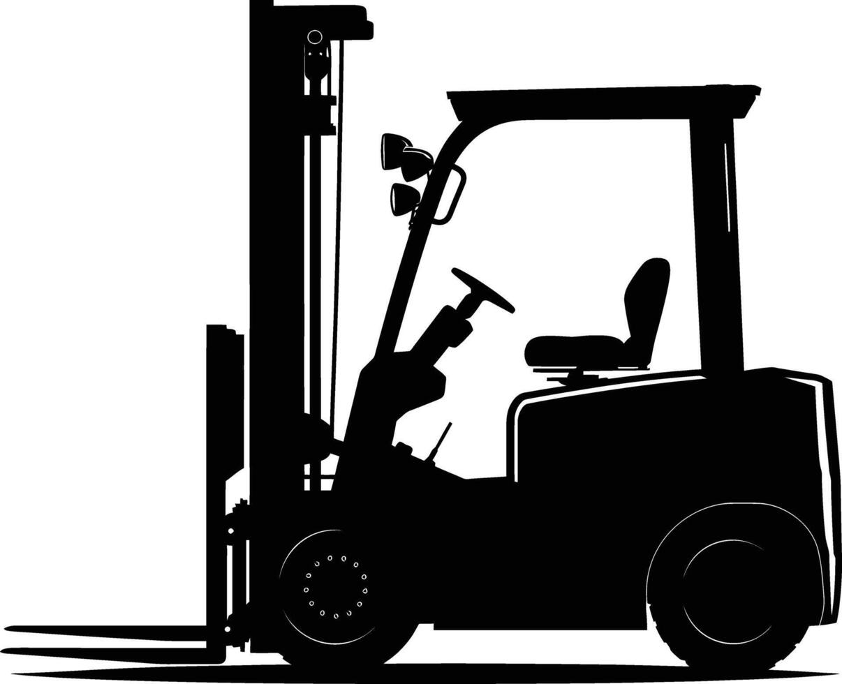 AI generated Silhouette forklift industrial equipment black color only full vector