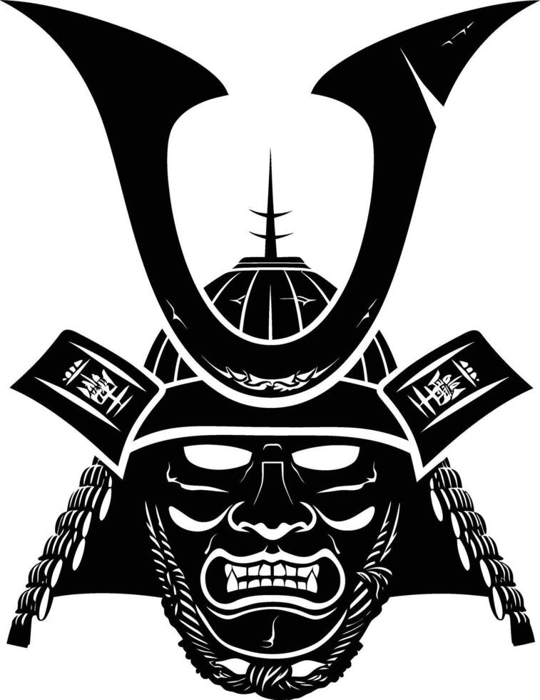 ai generado silueta japonés shogun guerrero casco negro color solamente vector