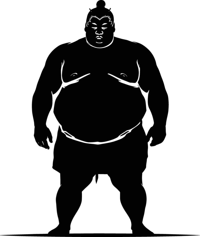 AI generated Silhouette Japanese sumo athlete black color only vector