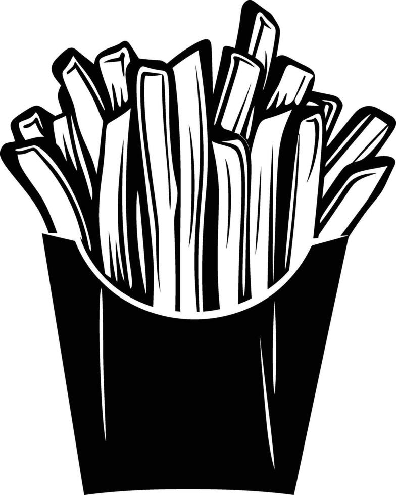 AI generated Silhouette French fries food black color only vector