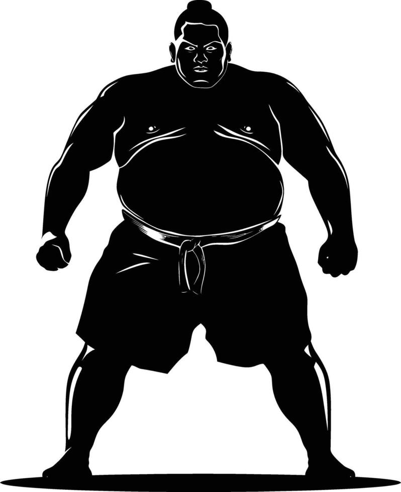 AI generated Silhouette Japanese sumo athlete black color only vector