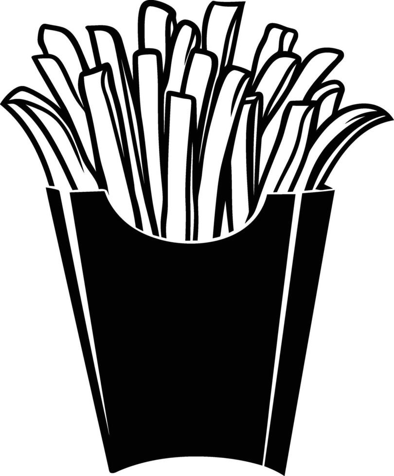 AI generated Silhouette French fries food black color only vector