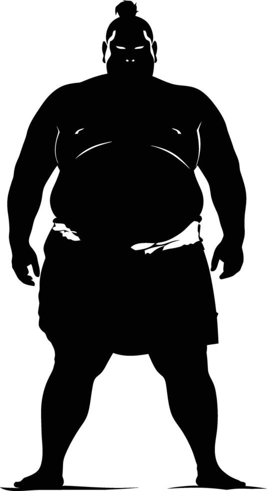 AI generated Silhouette Japanese sumo athlete black color only vector