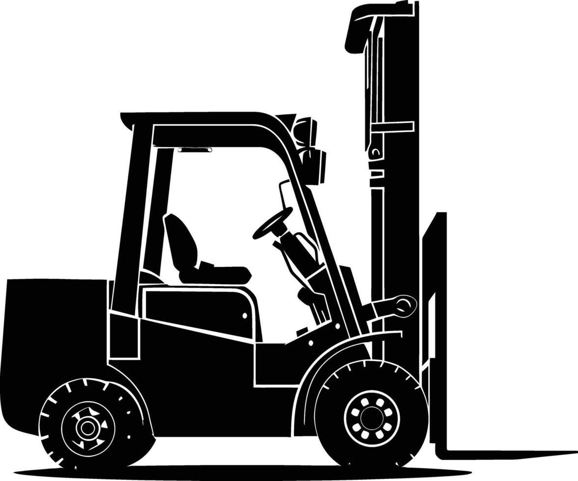 AI generated Silhouette forklift industrial equipment black color only full vector