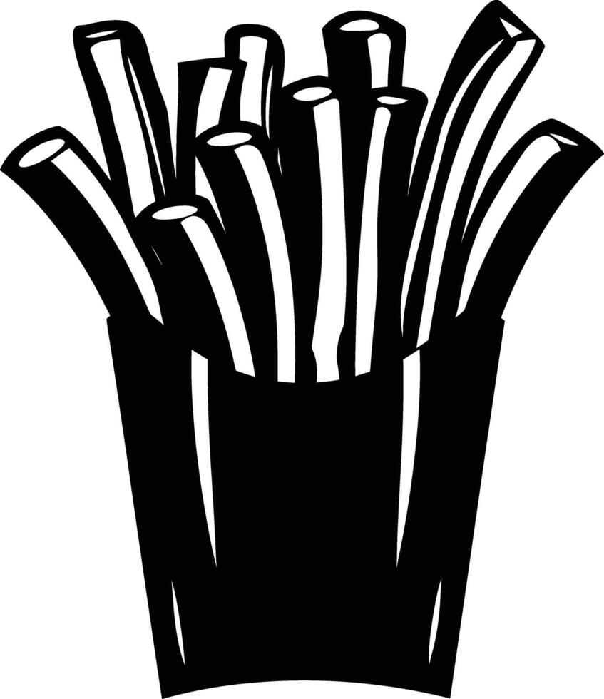 AI generated Silhouette French fries food black color only vector