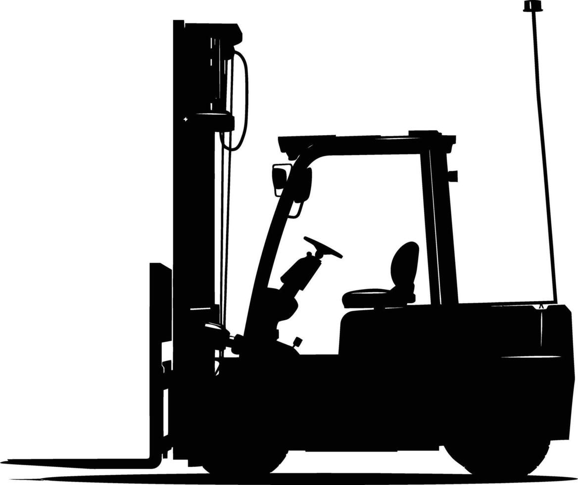 AI generated Silhouette forklift industrial equipment black color only full vector