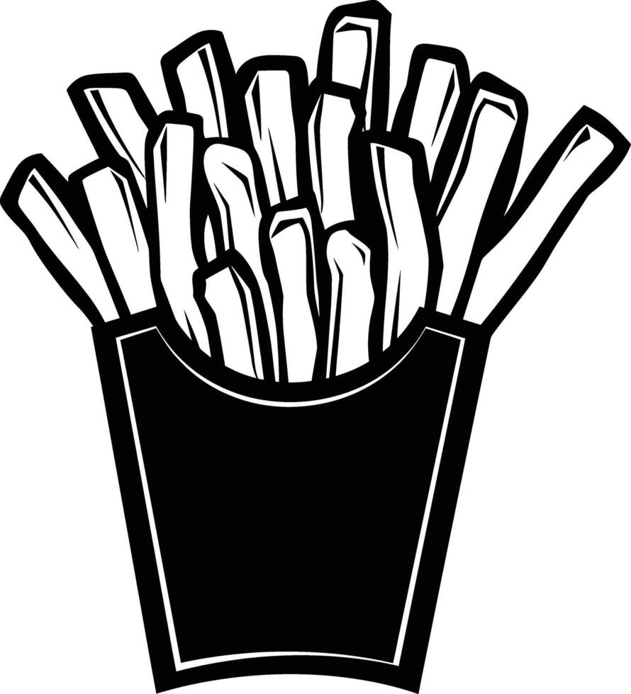 AI generated Silhouette French fries food black color only vector