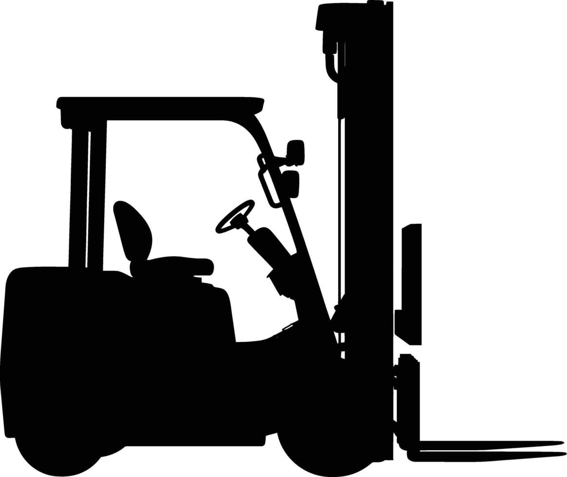 AI generated Silhouette forklift industrial equipment black color only full vector