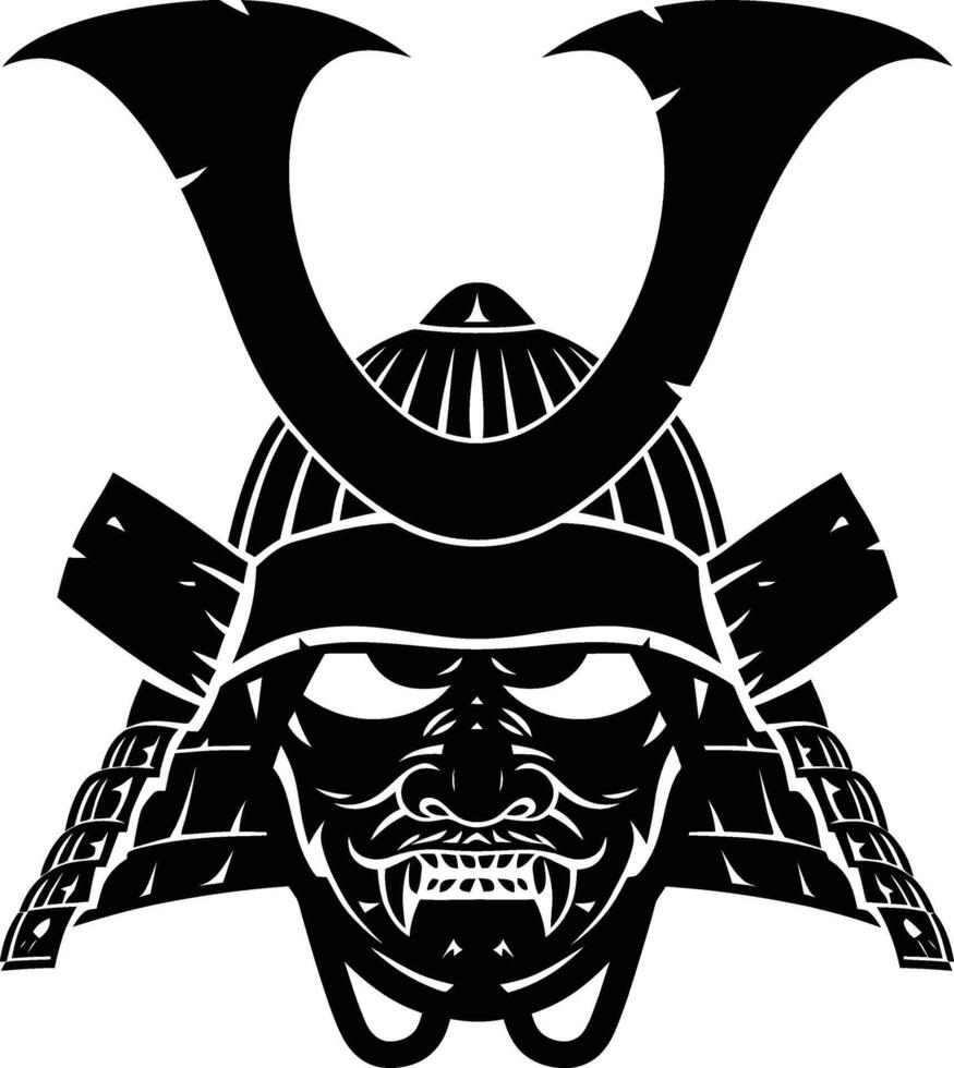 ai generado silueta japonés shogun guerrero casco negro color solamente vector