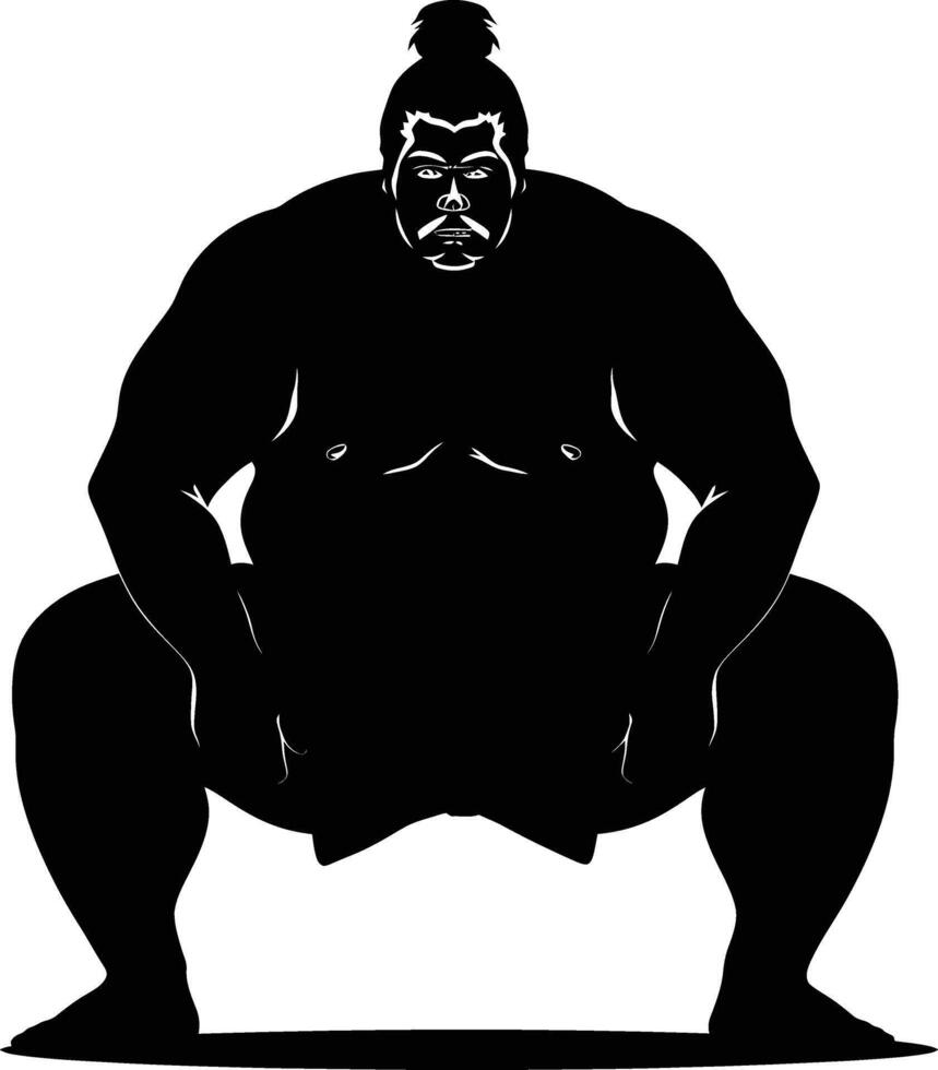 AI generated Silhouette Japanese sumo athlete black color only vector