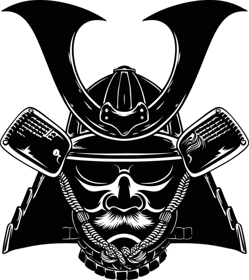 ai generado silueta japonés shogun guerrero casco negro color solamente vector