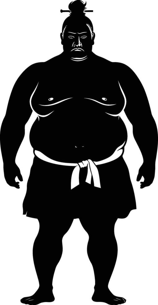 AI generated Silhouette Japanese sumo athlete black color only vector