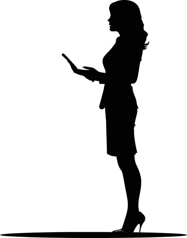 AI generated Silhouette Business Woman Making Presentation black color only vector