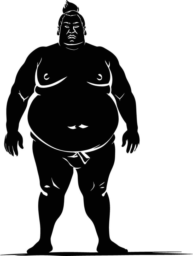 AI generated Silhouette Japanese sumo athlete black color only vector