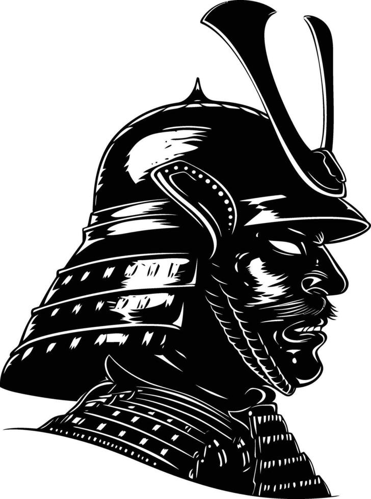 ai generado silueta japonés shogun guerrero casco negro color solamente vector