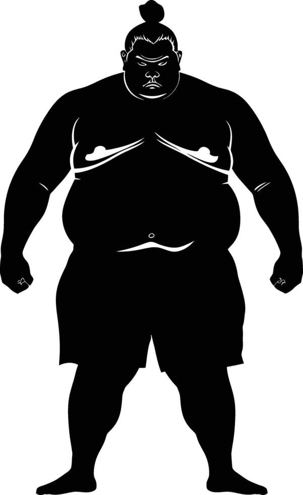 AI generated Silhouette Japanese sumo athlete black color only vector