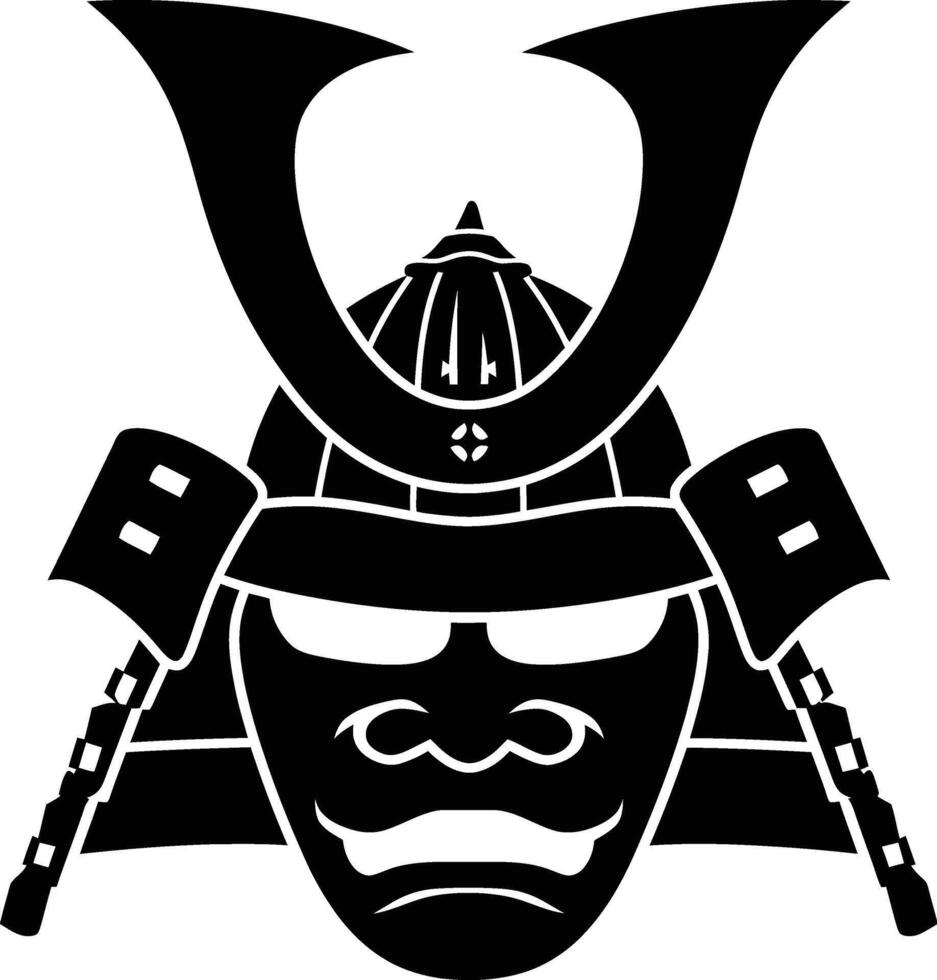 ai generado silueta japonés shogun guerrero casco negro color solamente vector