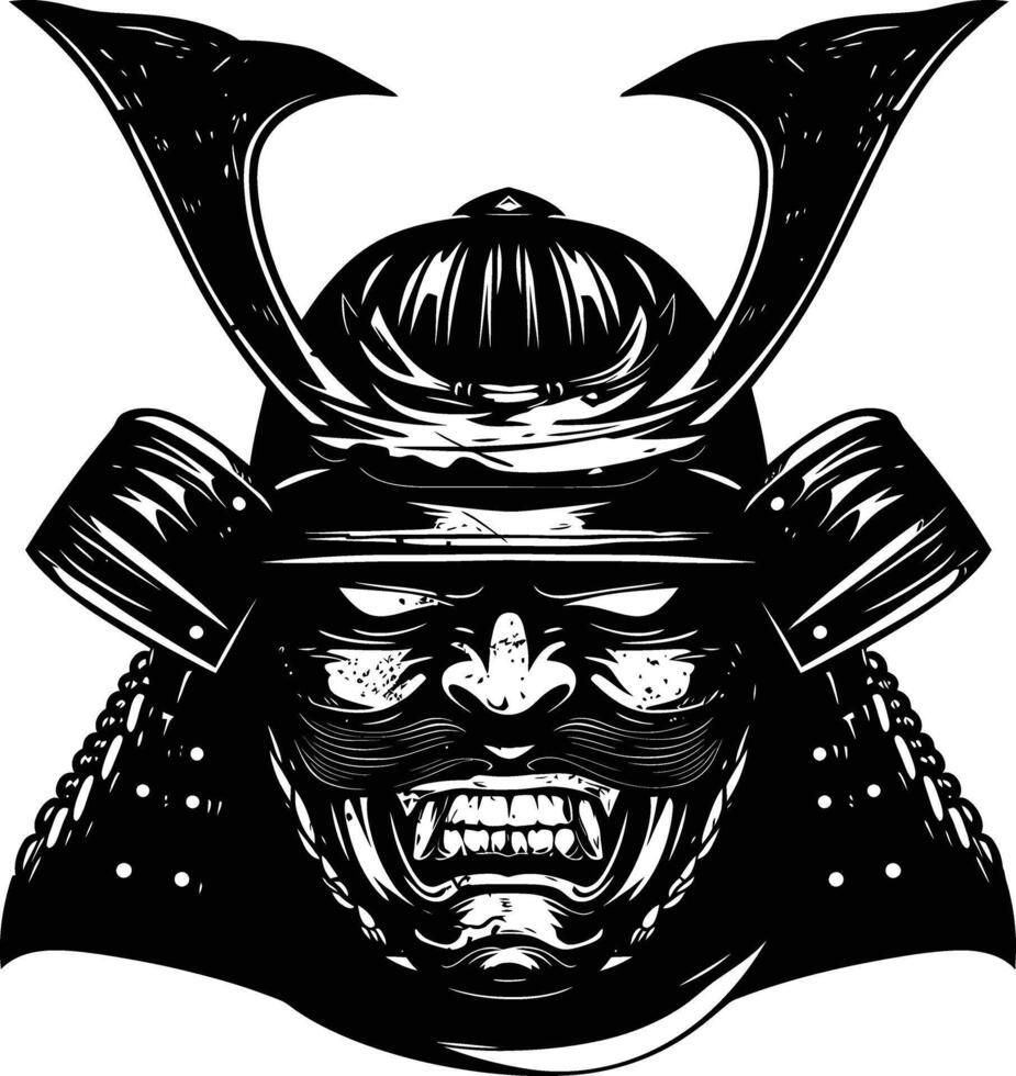 ai generado silueta japonés shogun guerrero casco negro color solamente vector