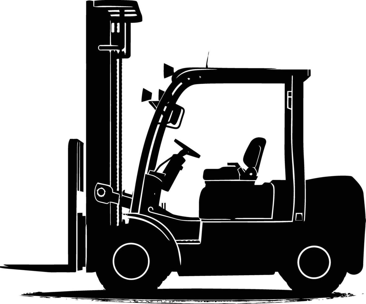 AI generated Silhouette forklift industrial equipment black color only full vector