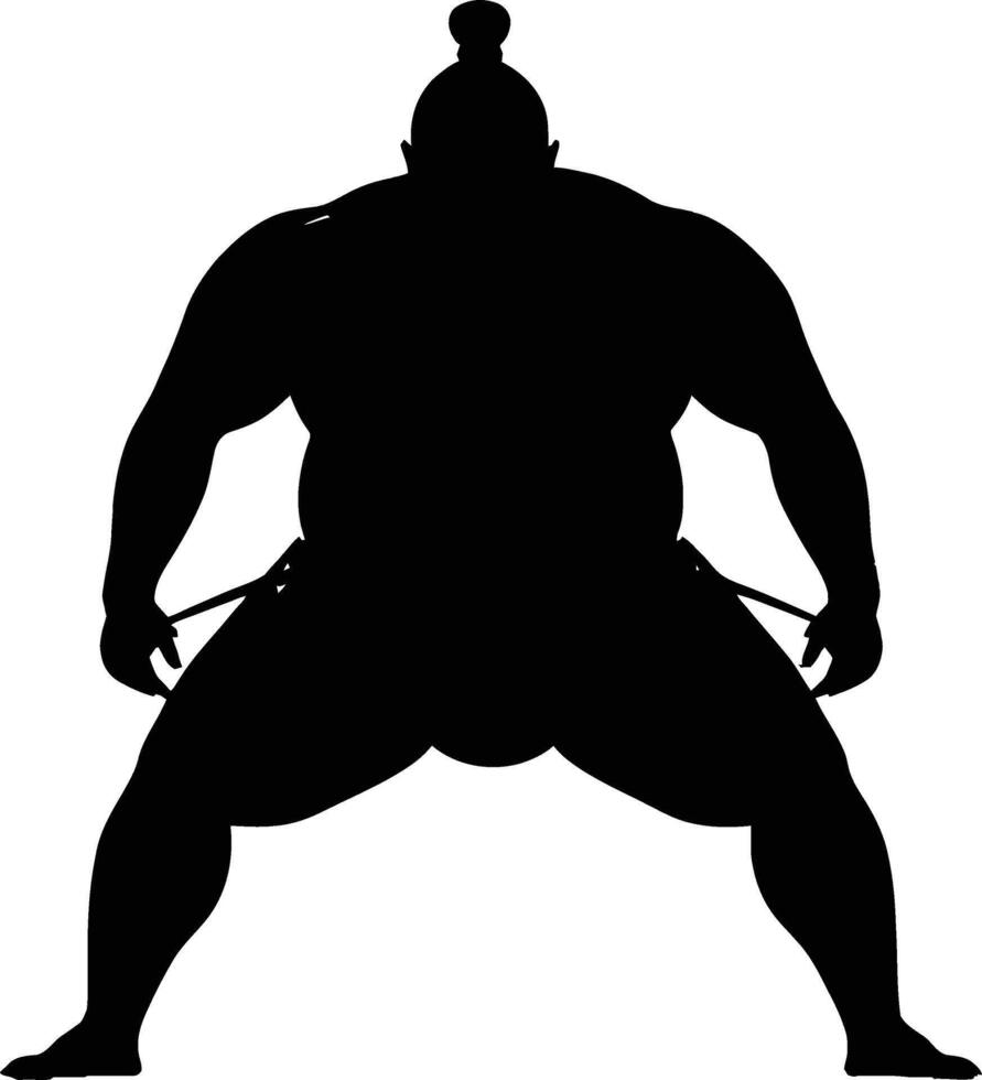 AI generated Silhouette Japanese sumo athlete black color only vector