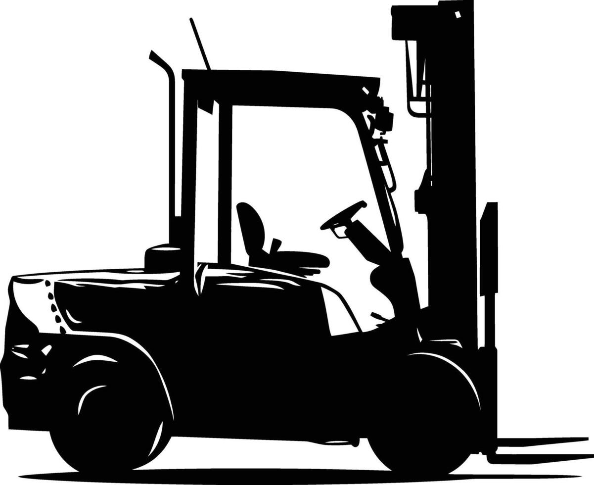 AI generated Silhouette forklift industrial equipment black color only full vector