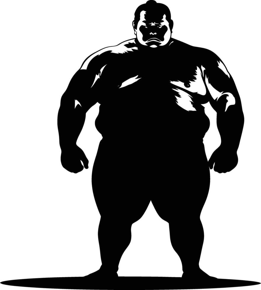AI generated Silhouette Japanese sumo athlete black color only vector