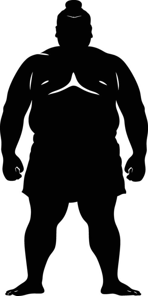 AI generated Silhouette Japanese sumo athlete black color only vector