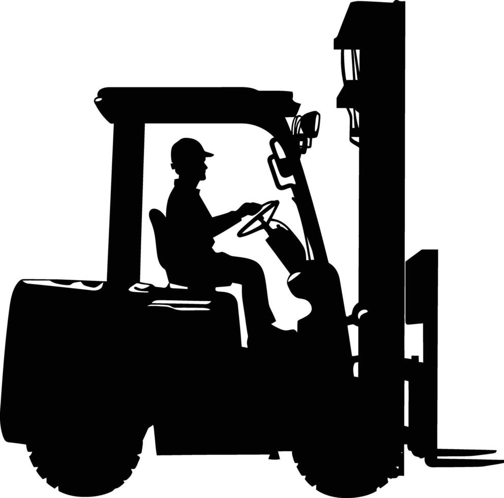 AI generated Silhouette forklift industrial equipment black color only full vector