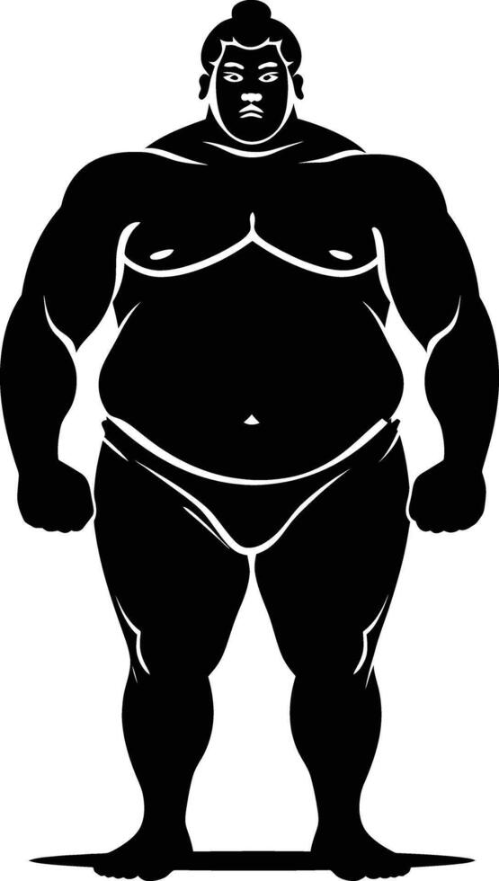 AI generated Silhouette Japanese sumo athlete black color only vector
