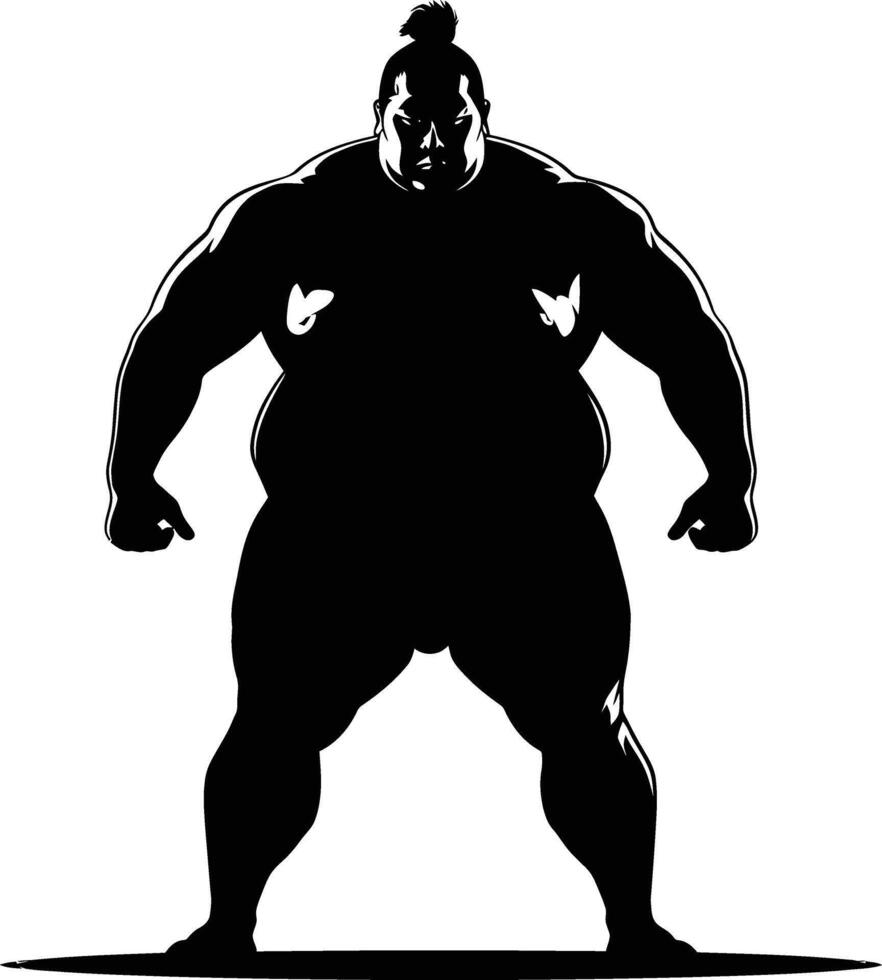 AI generated Silhouette Japanese sumo athlete black color only vector