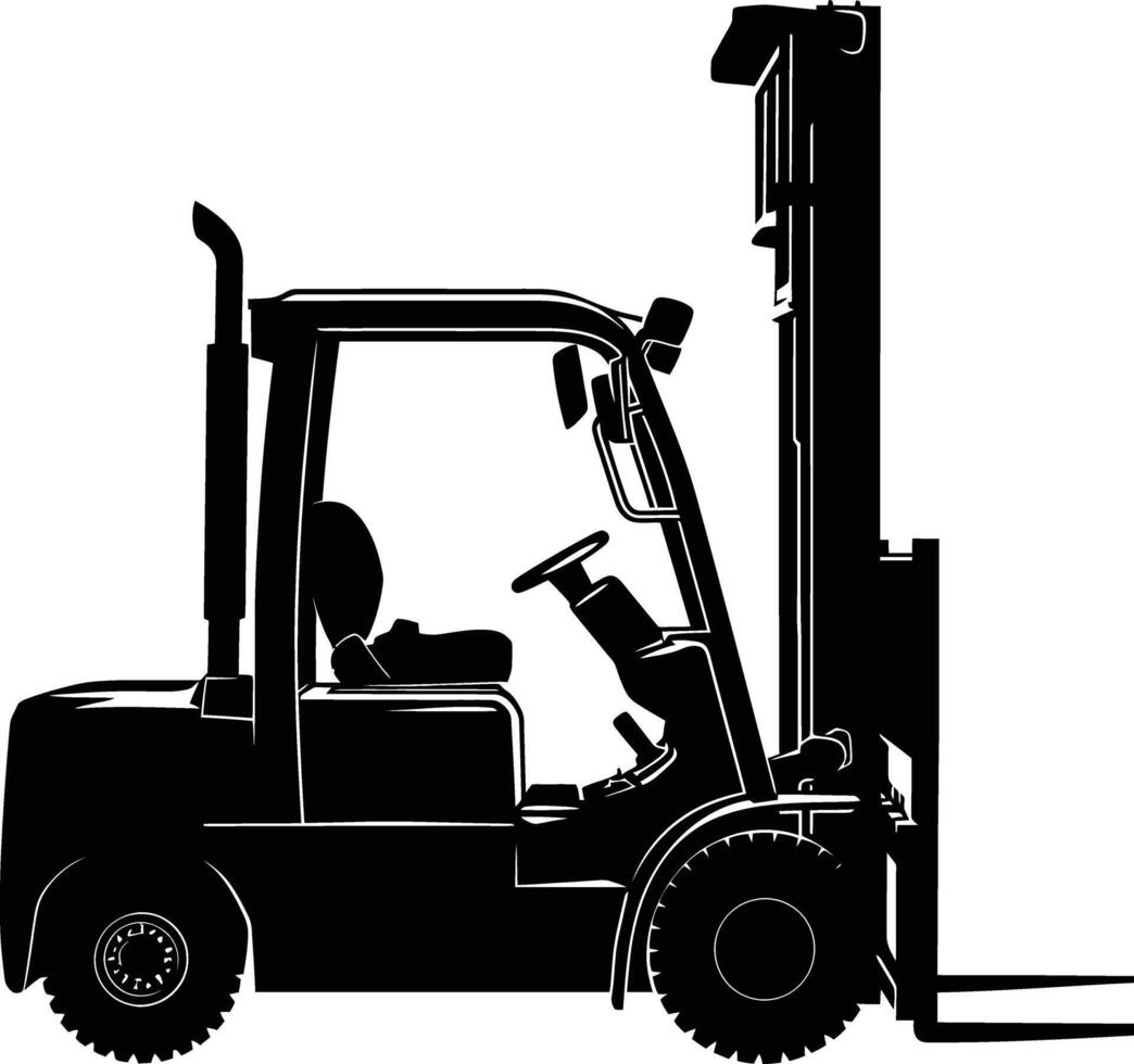 AI generated Silhouette forklift industrial equipment black color only full vector