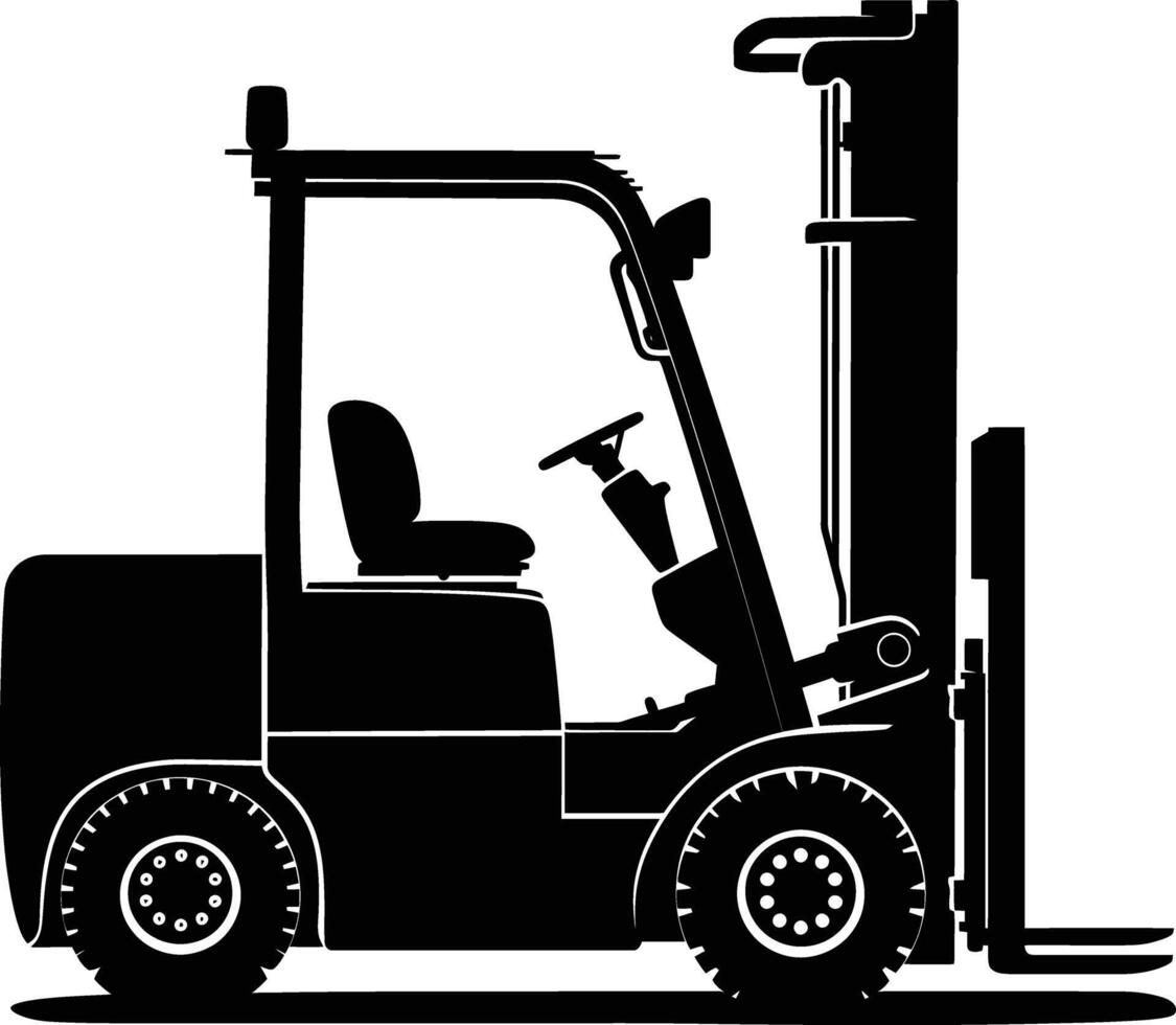 AI generated Silhouette forklift industrial equipment black color only full vector