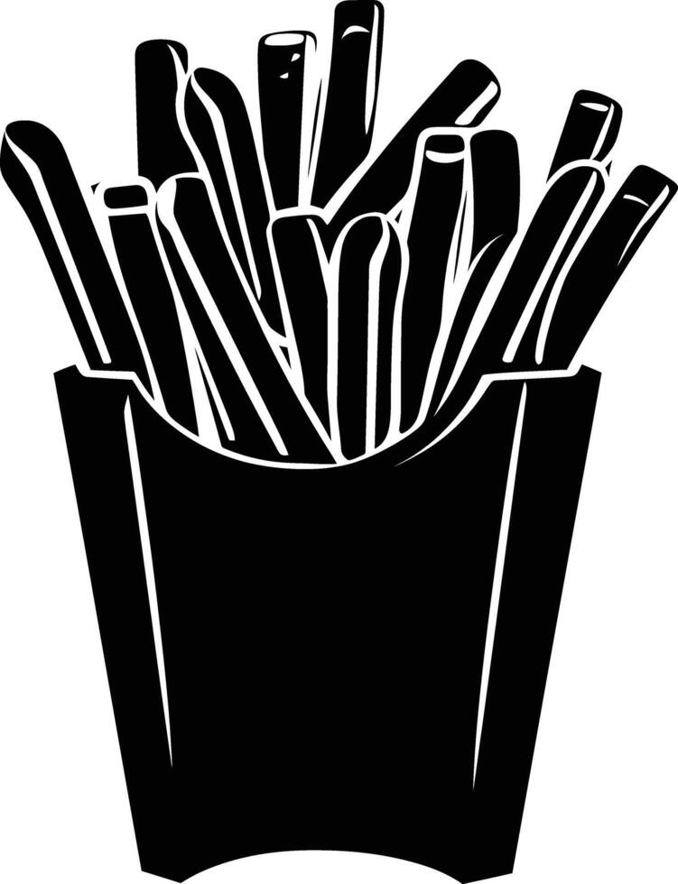 AI generated Silhouette French fries food black color only vector