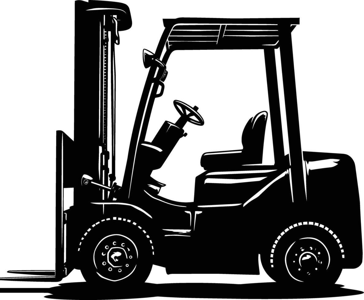 AI generated Silhouette forklift industrial equipment black color only full vector