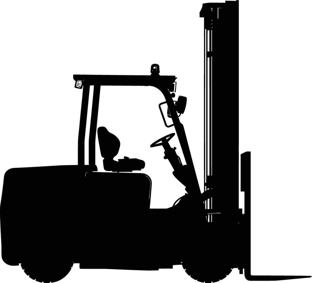 AI generated Silhouette forklift industrial equipment black color only full vector