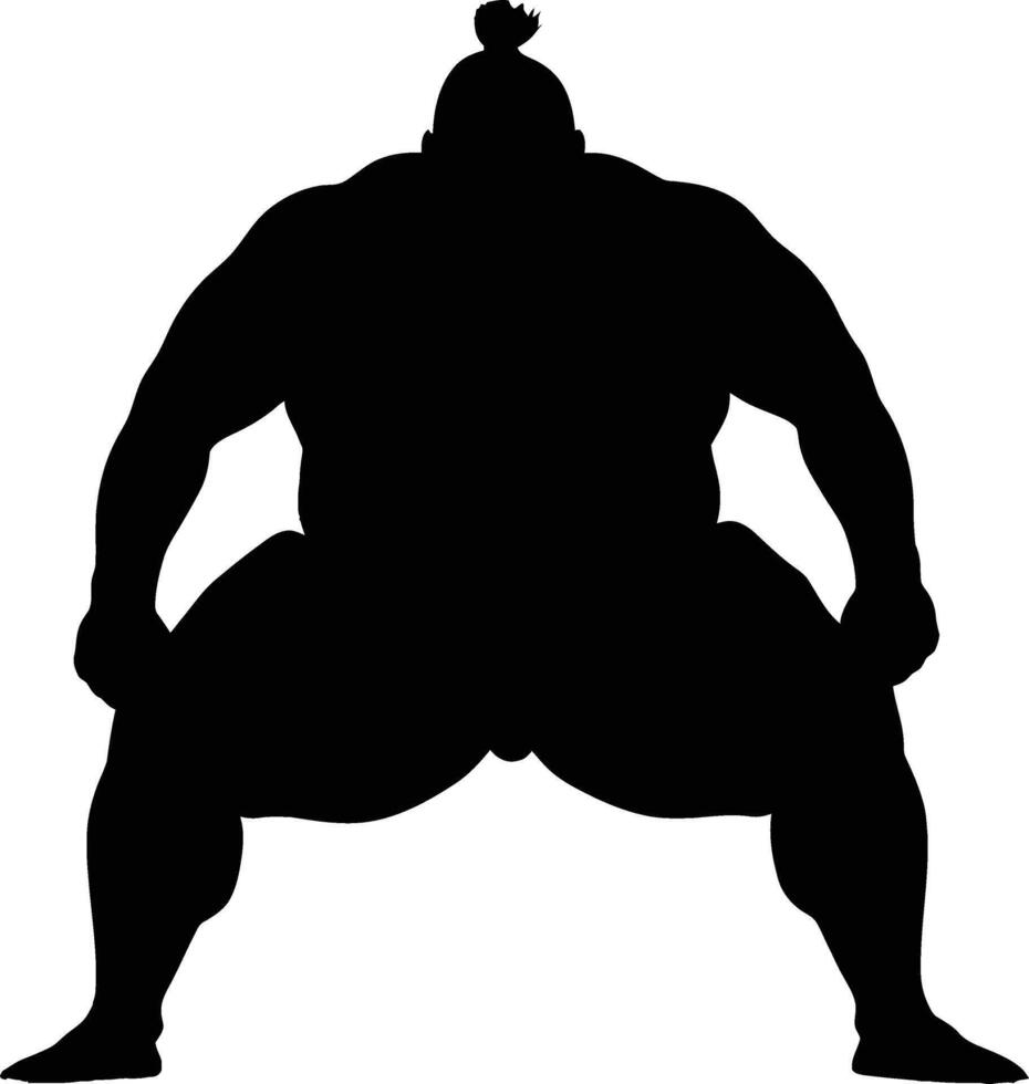 AI generated Silhouette Japanese sumo athlete black color only vector