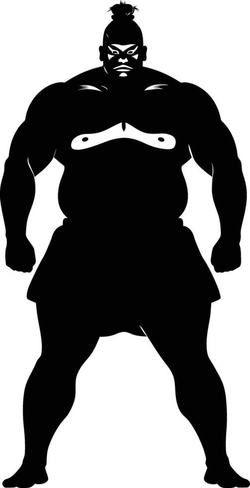 AI generated Silhouette Japanese sumo athlete black color only vector