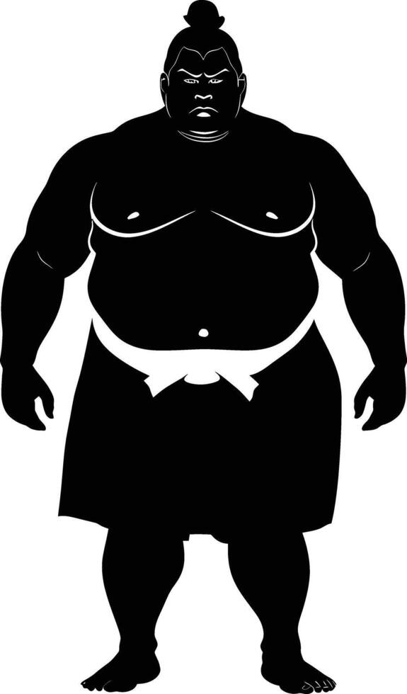 AI generated Silhouette Japanese sumo athlete black color only vector